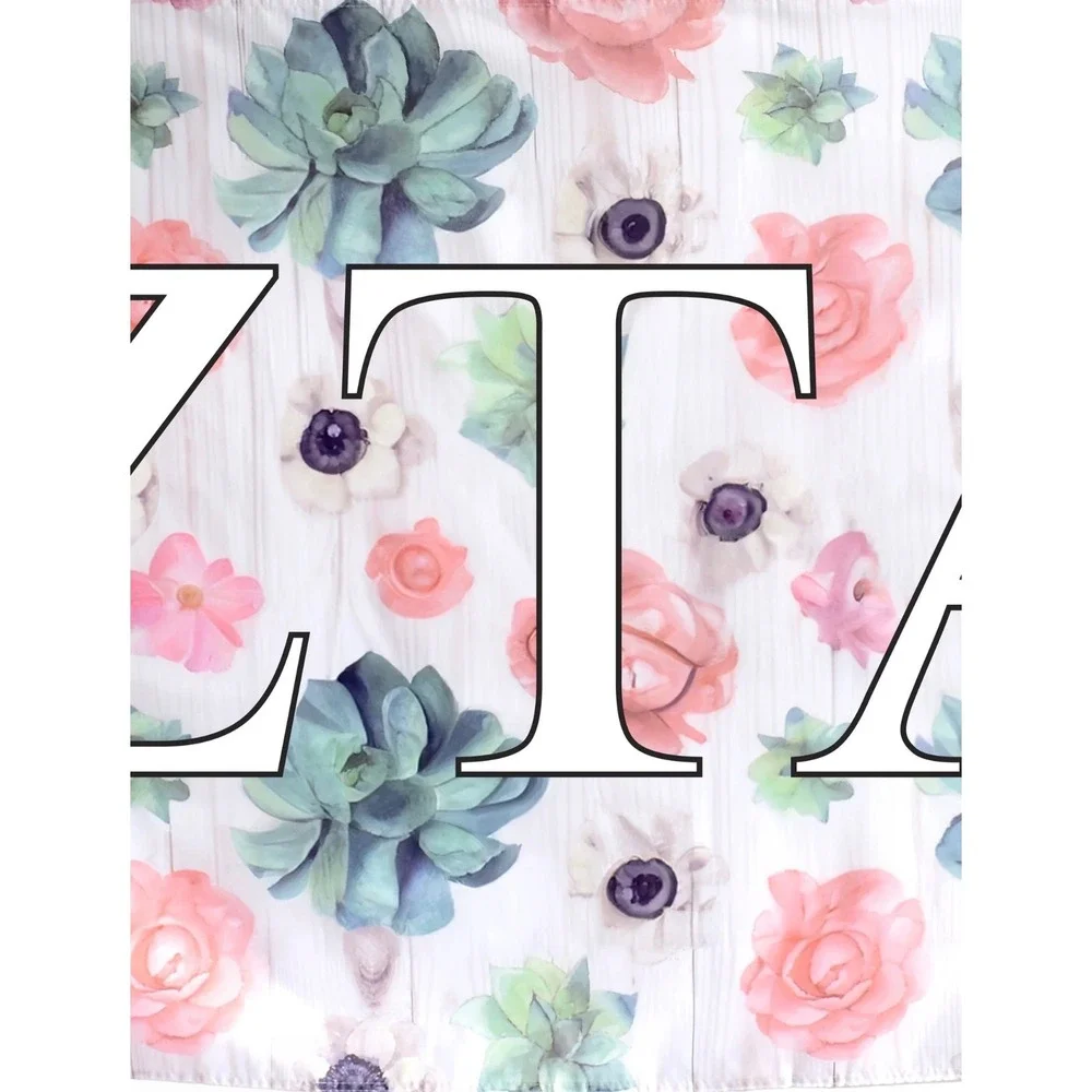 Sorority Shop Zeta Tau Alpha Succulent Floral Banner Flag Dorm Decor Pink 3x5ft